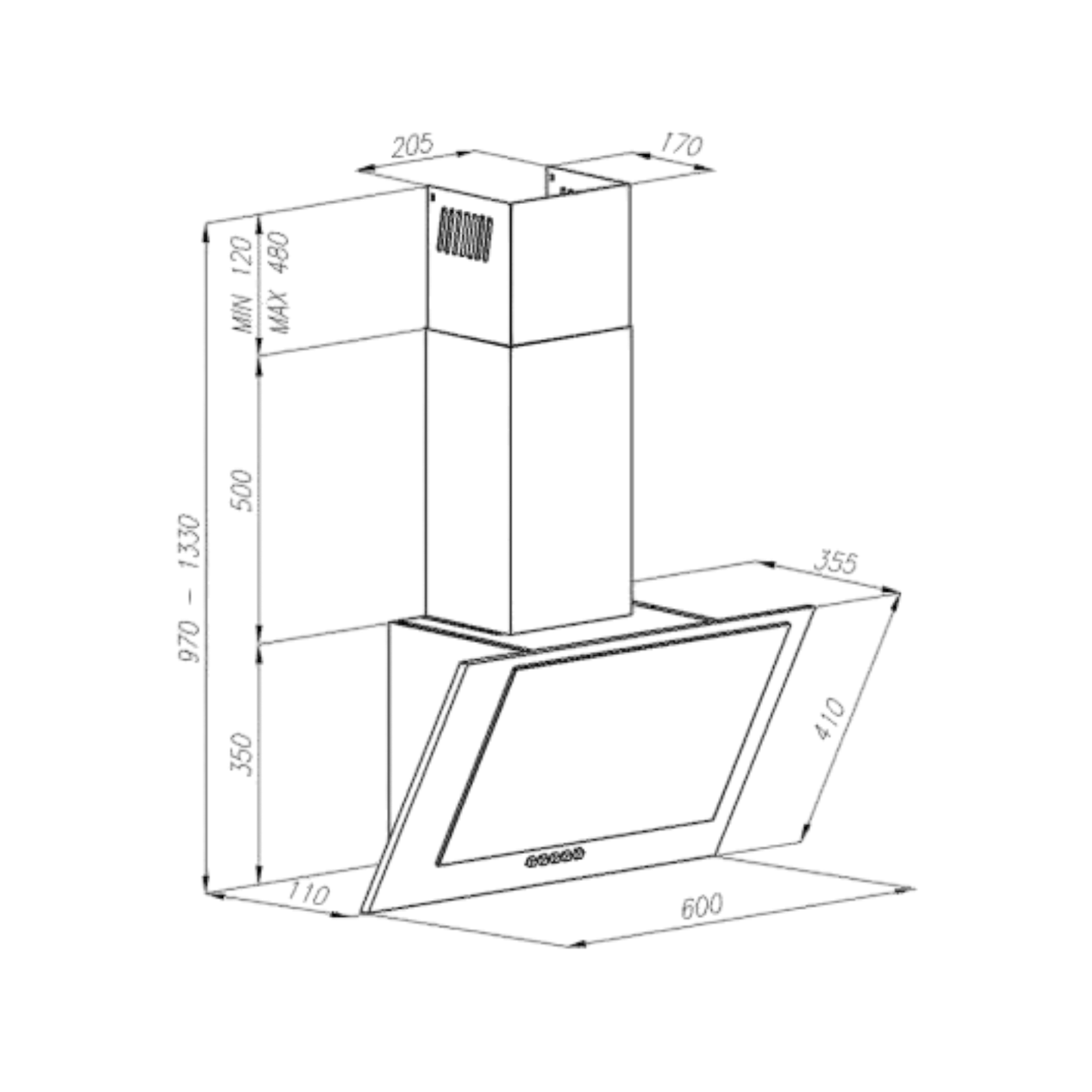 Okap kominowy Amica OKC620SB 60cm