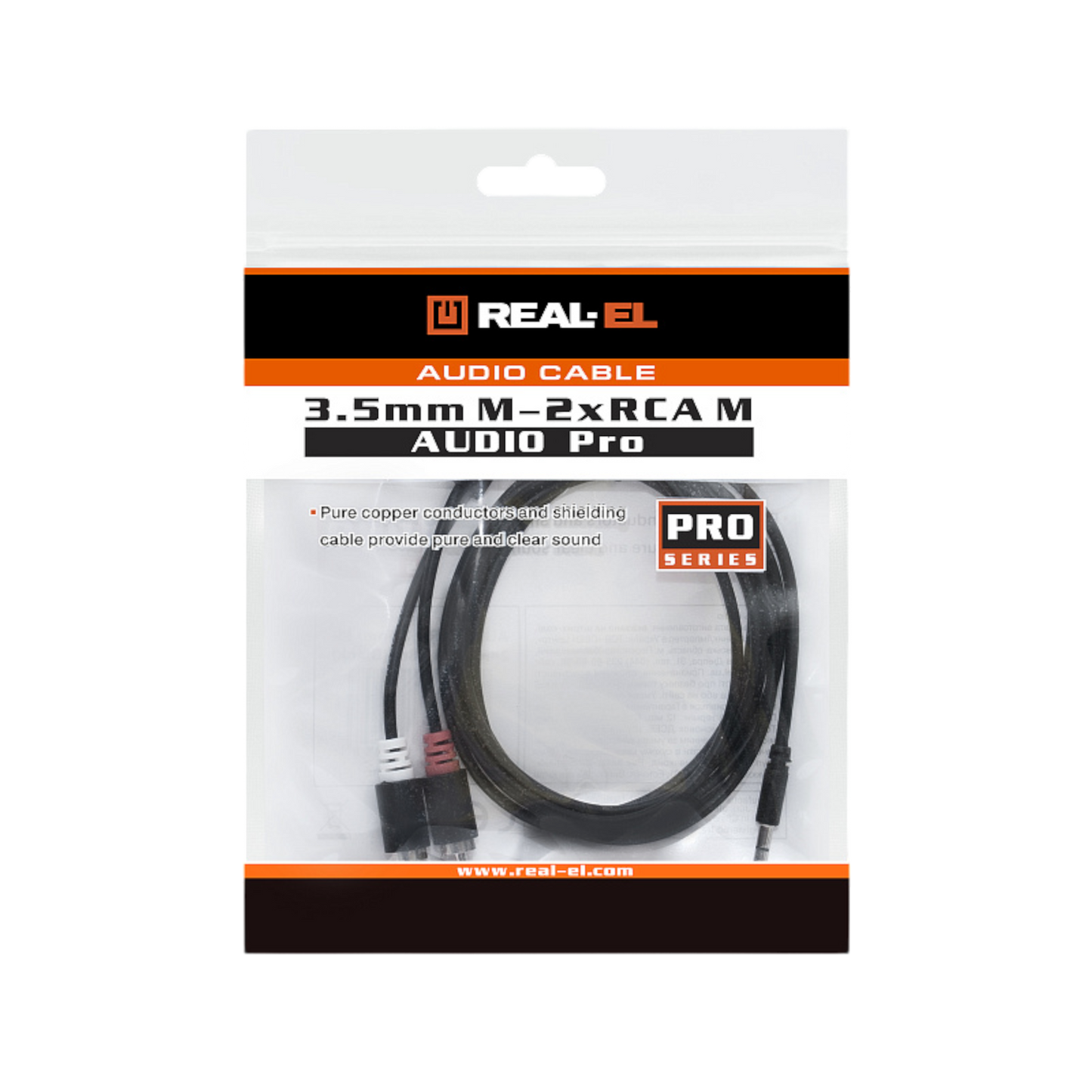 Kabel REAL-EL Audio Pro 3.5mm M - 2xRCA M 1.8m