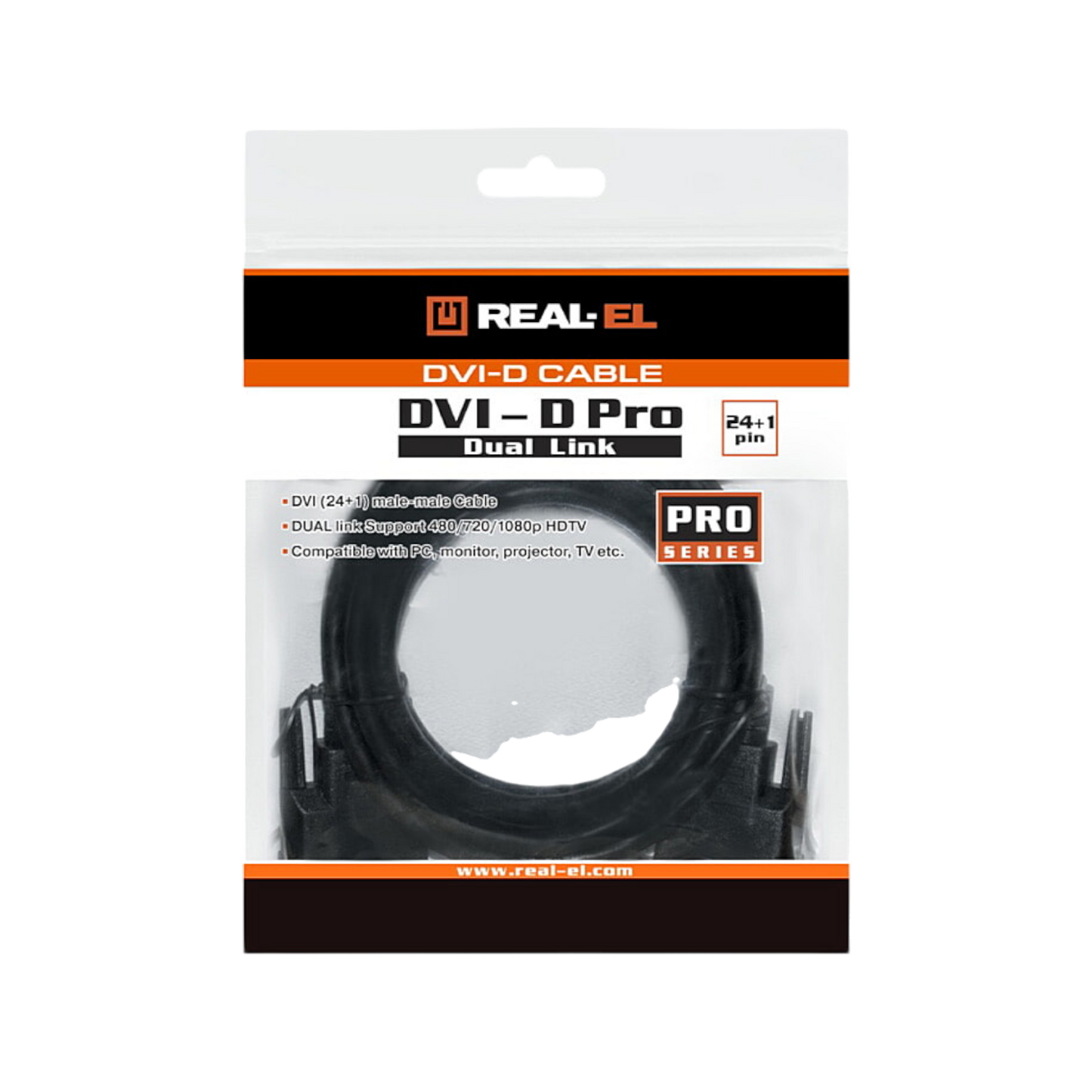 Kabel REAL-EL DVI-D – DVI-D (24+1) Pro 1.8m