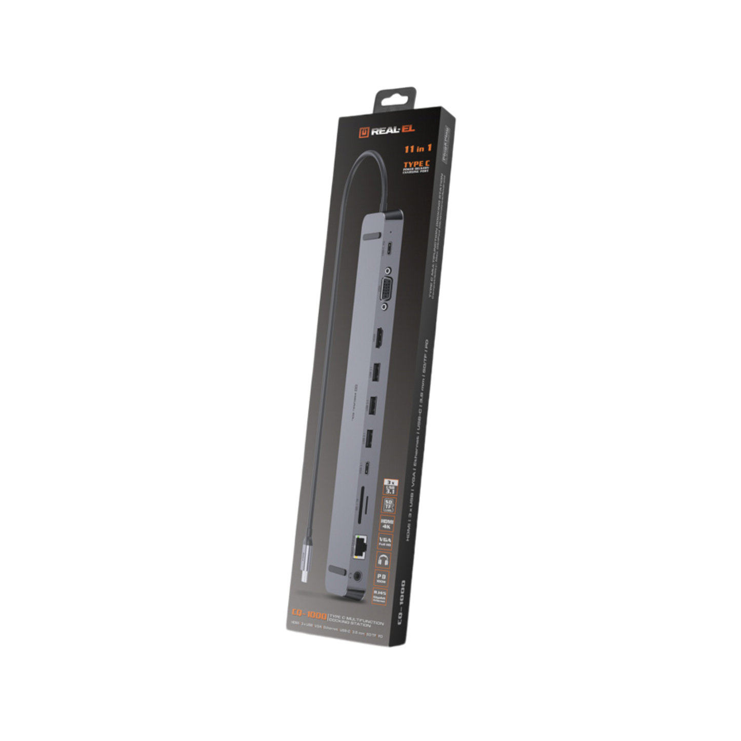 Wielofunkcyjna stacja dokująca REAL-EL CQ-1000 USB-C