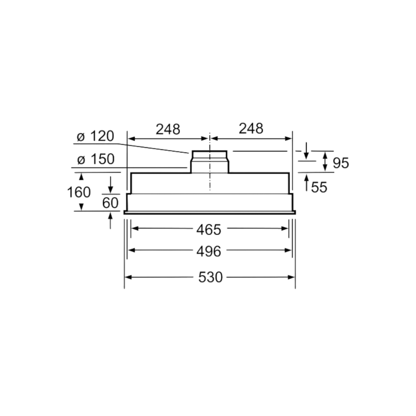 Okap do zabudowy wysepkowy Bosch DHL555BL 53cm