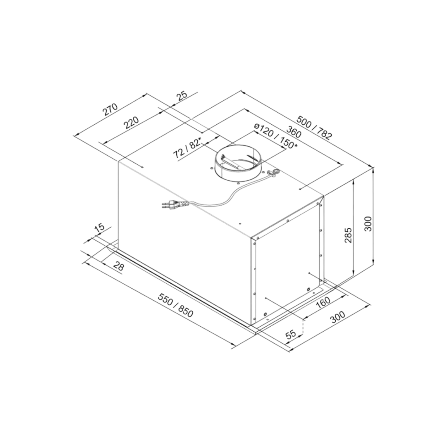 Okap do zabudowy Gorenje DKI 550 M/3 55cm