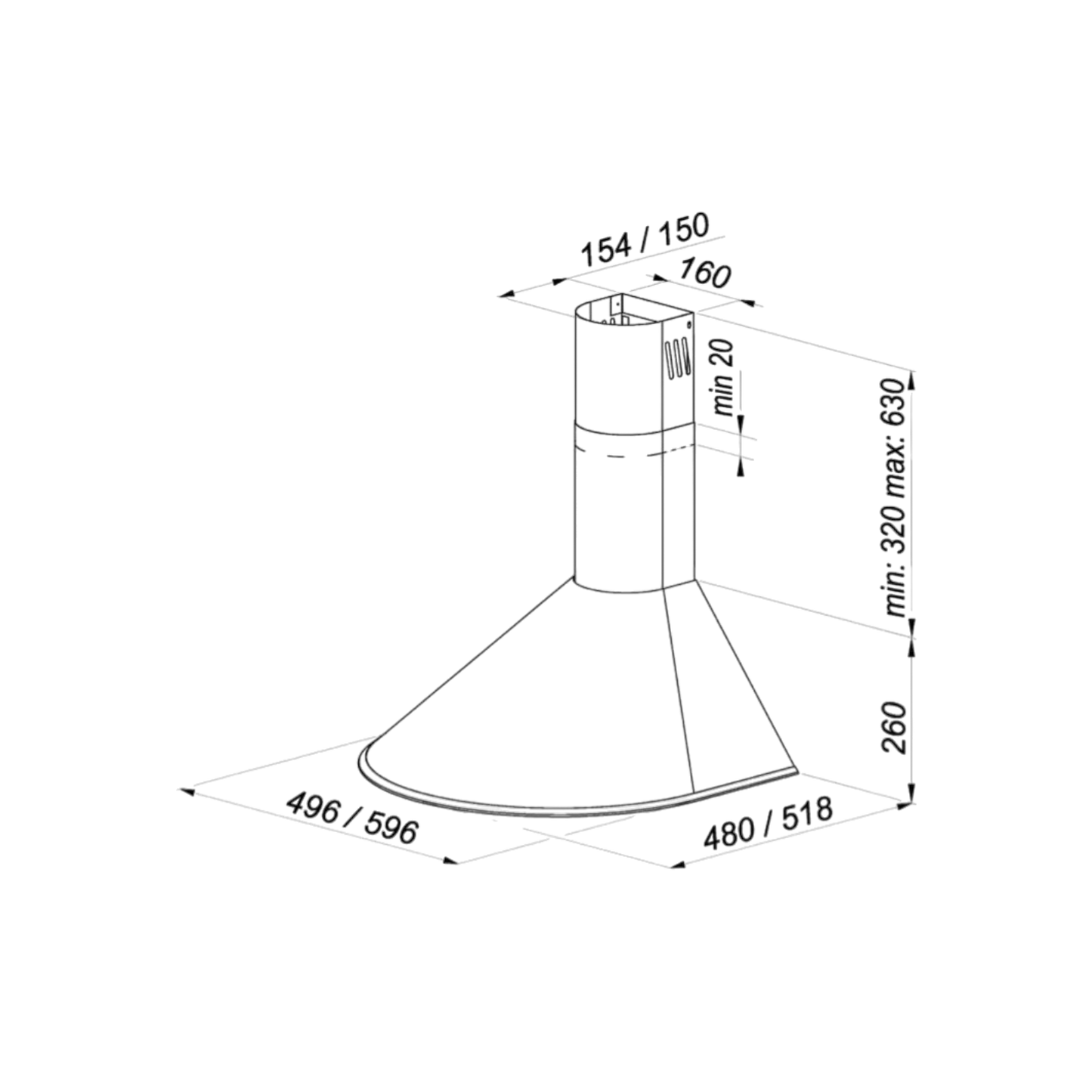 Okap kominowy MAAN Mix 3 50 50cm Biały