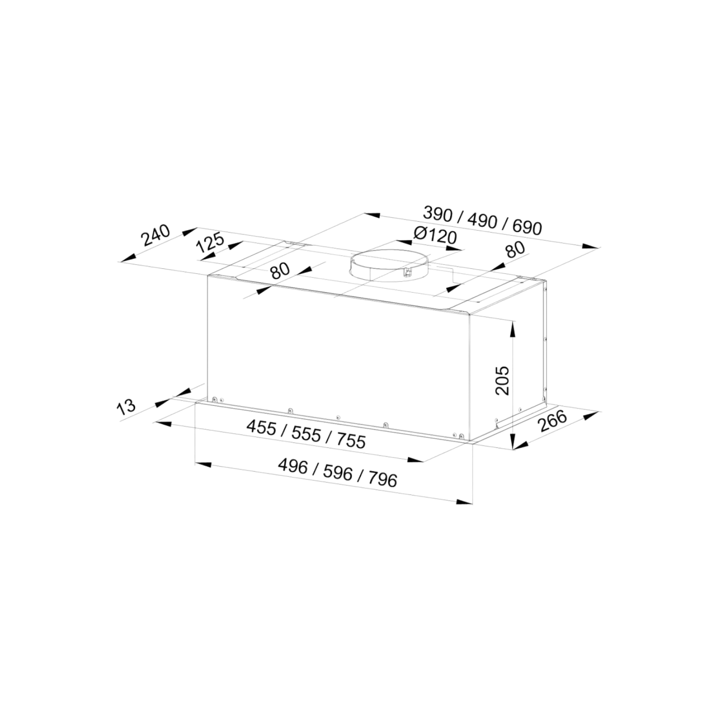 Okap do zabudowy MAAN Fiugi L 60 60cm Czarny