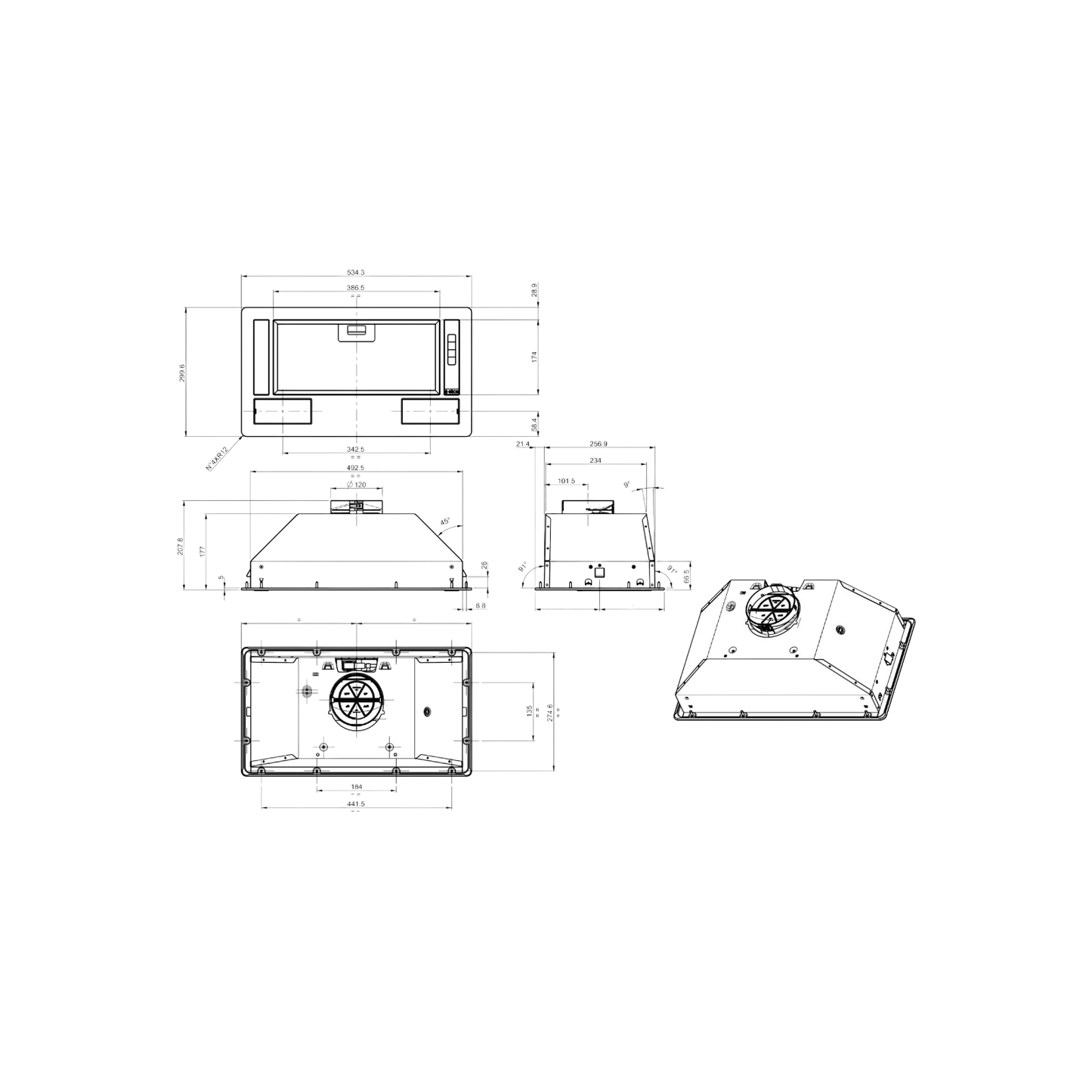 Okap podszafkowy Gorenje BHI681EB 53 cm