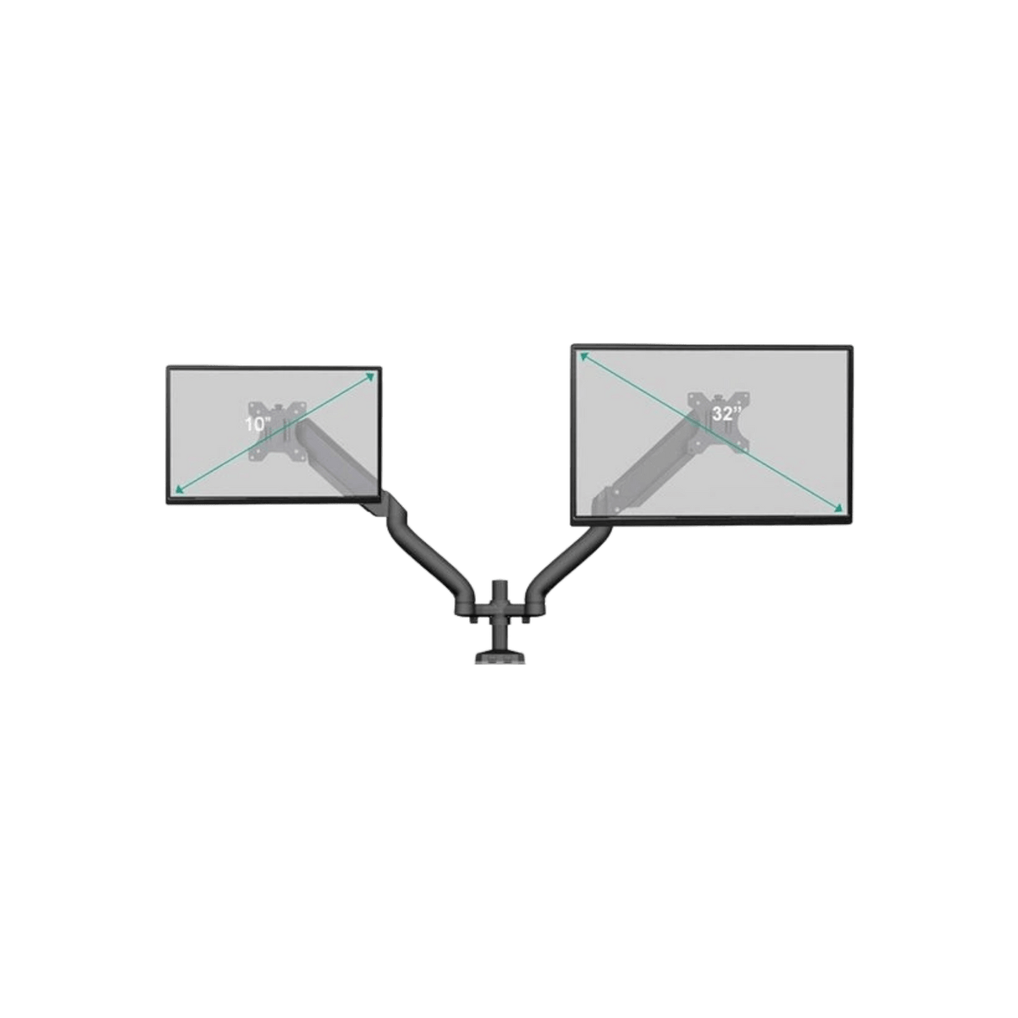 Uchwyt biurkowy na dwa monitory ART 10" - 32" L-18GD USB 9kg