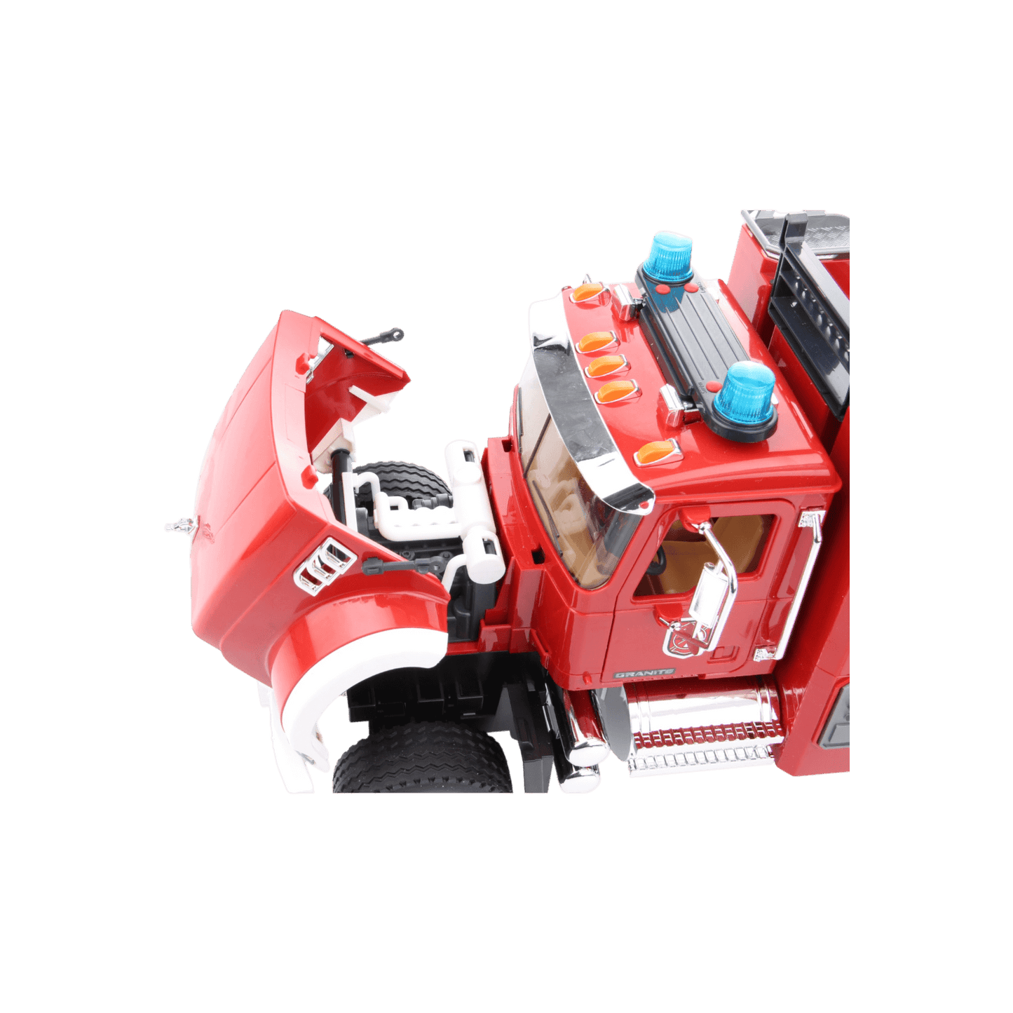 Straż pożarna BRUDER Mack Granite z drabiną i modułem świetlno-dźwiękowym