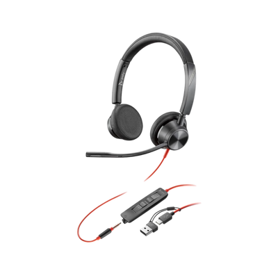 Słuchawki przewodowe nauszne Poly Blackwire 3325 ST USB-C 3.5mm adapter USB-C/A