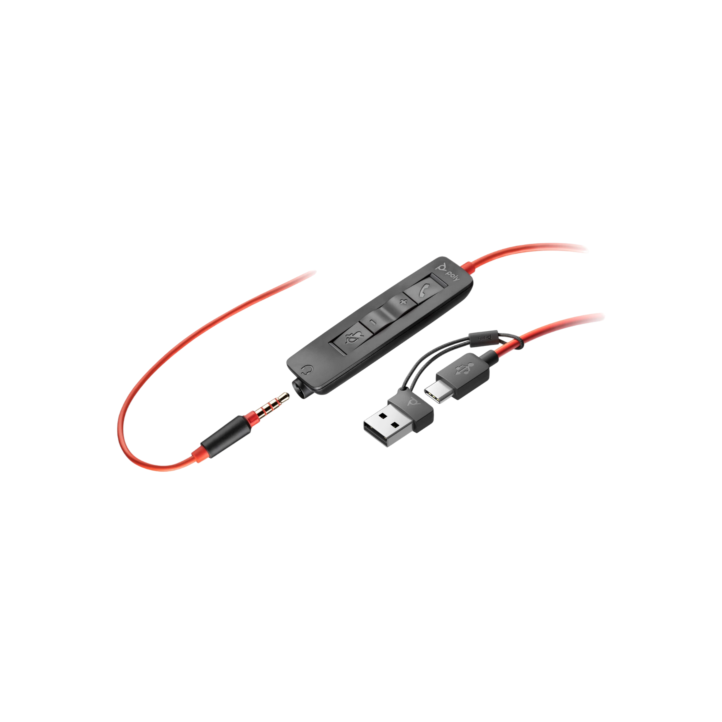Słuchawki przewodowe nauszne Poly Blackwire 3325 ST USB-C 3.5mm adapter USB-C/A