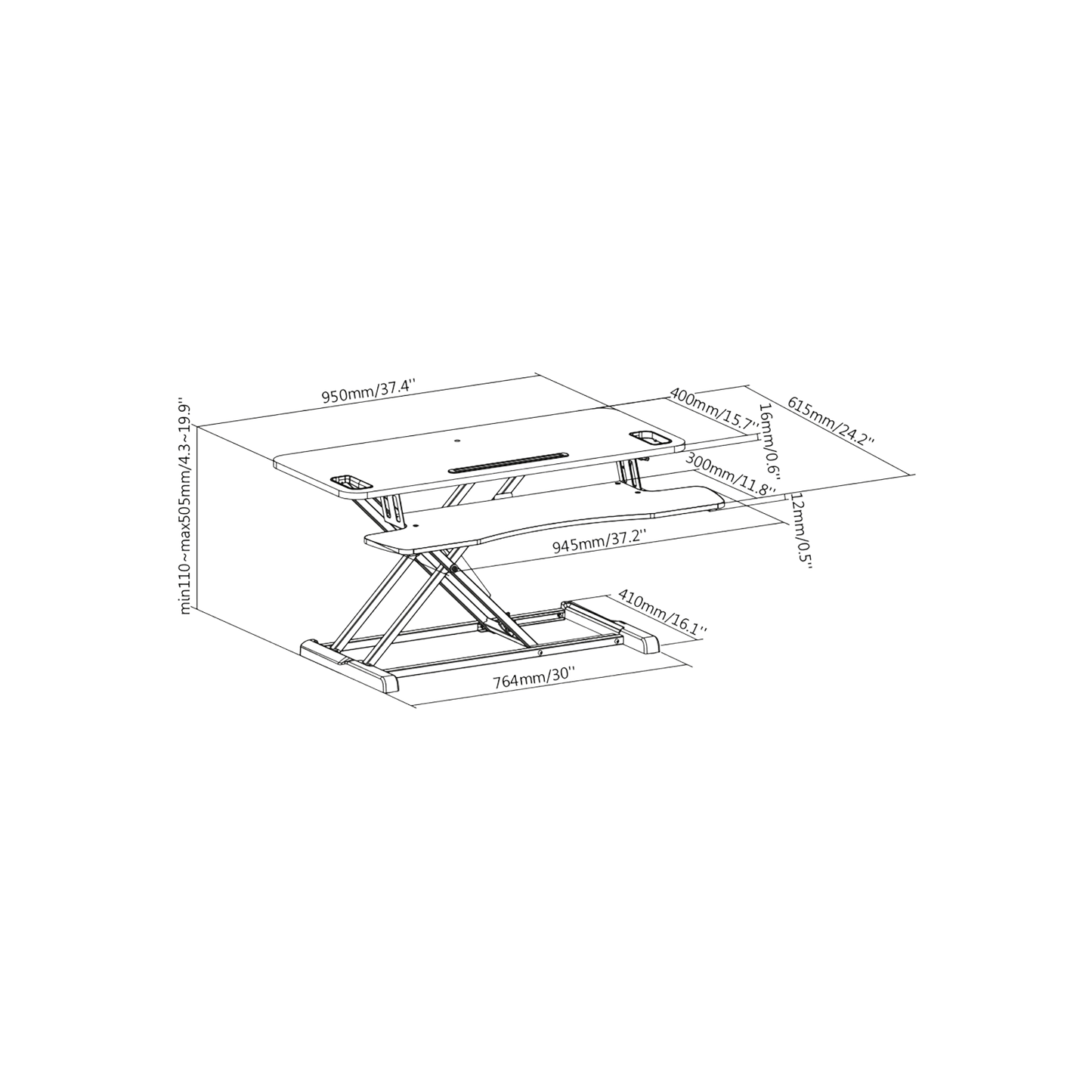 Ergonomiczna regulowana nakładka na biurko Digitus DA-90380-1