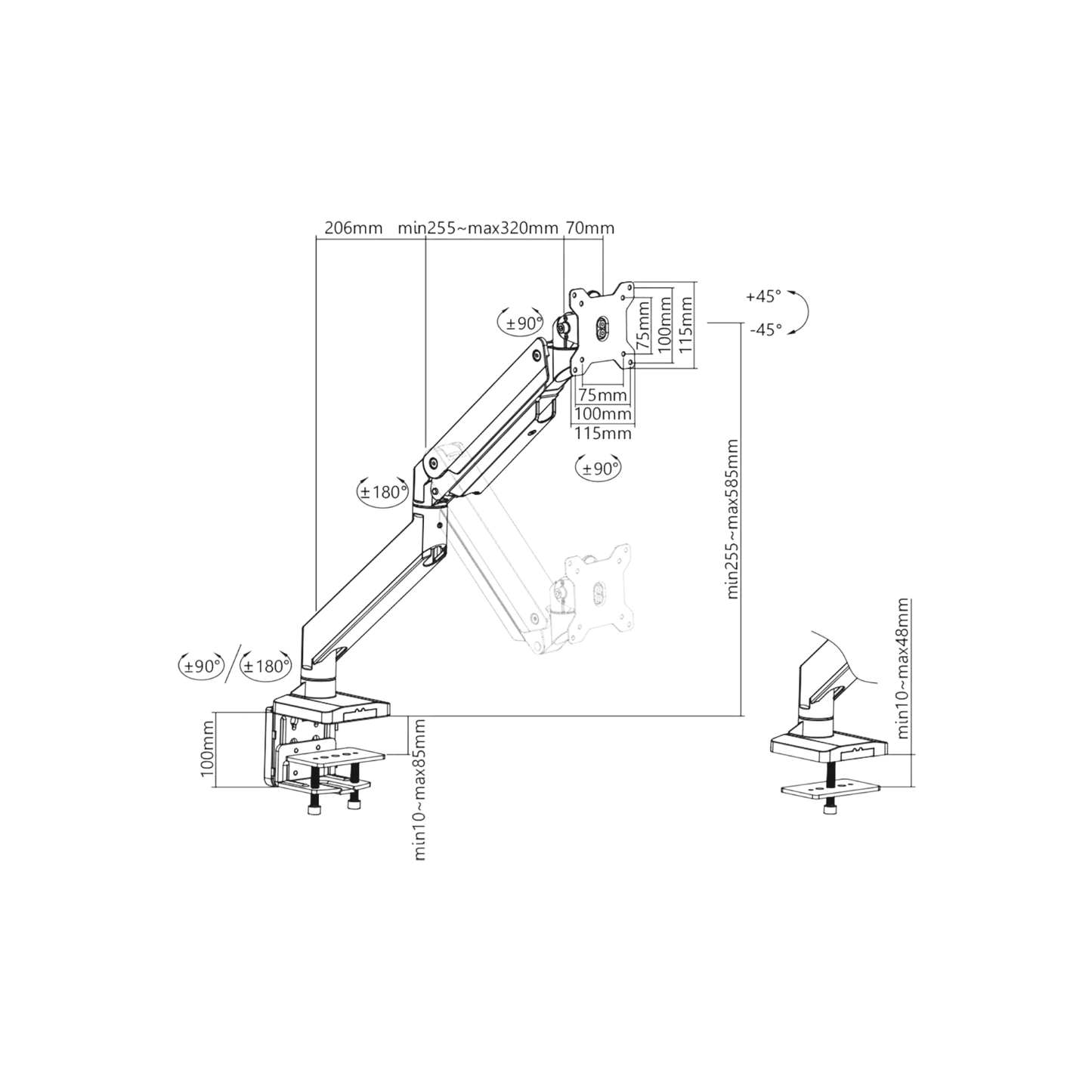 Uchwyt biurkowy na dwa monitory Digitus DA-90427 15" - 35" VESA 15kg
