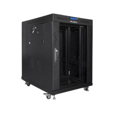 Szafa rack Lanberg 19" 15U 600x800mm stojąca LCD V2 Drzwi szklane Czarny