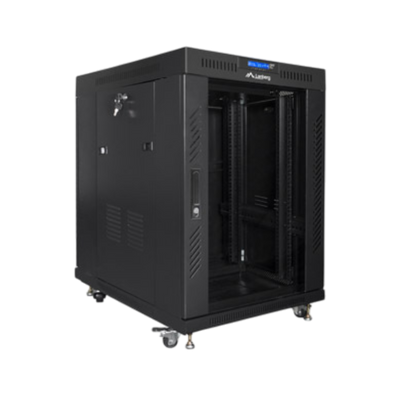 Szafa rack Lanberg 19" 15U 800x1000mm stojąca LCD V2 Drzwi szklane Czarny