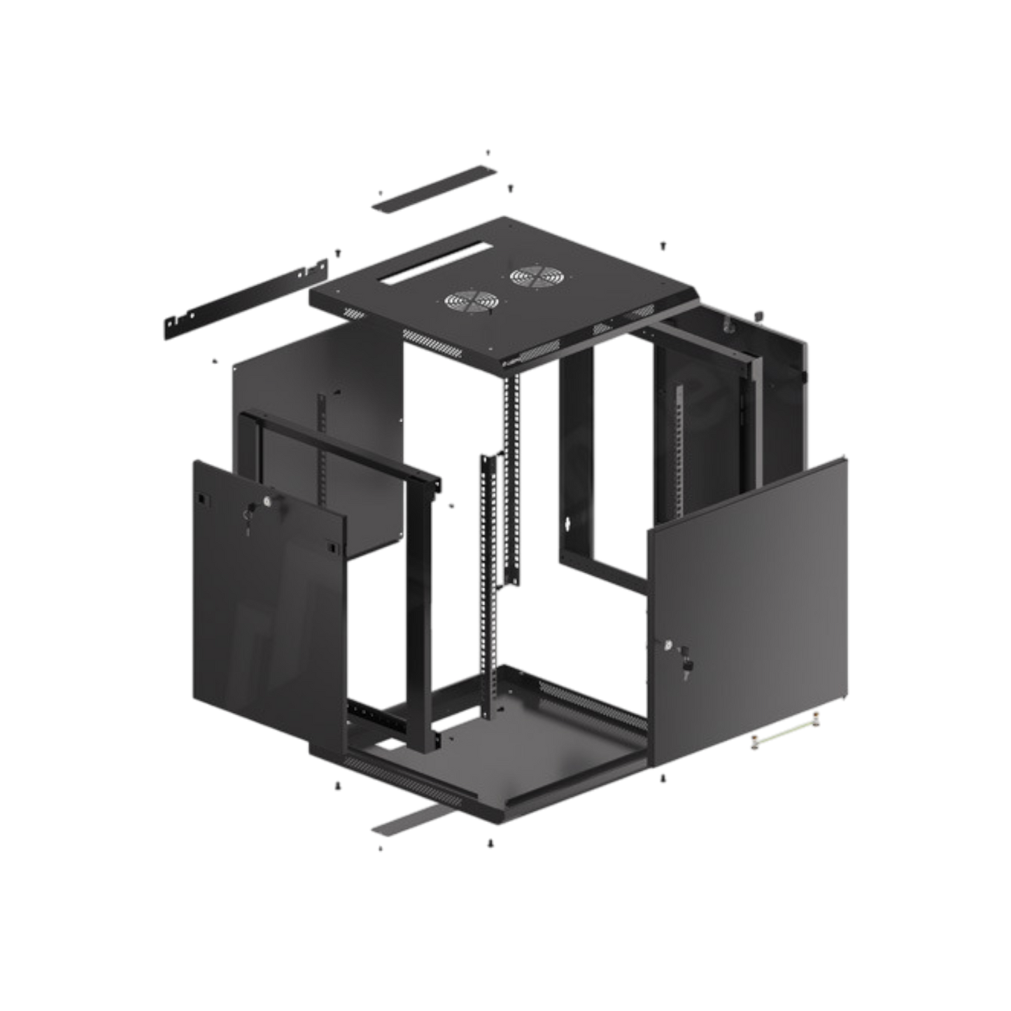 Szafa rack Lanberg 19" 12U 600x600mm wisząca Drzwi metalowe Czarny