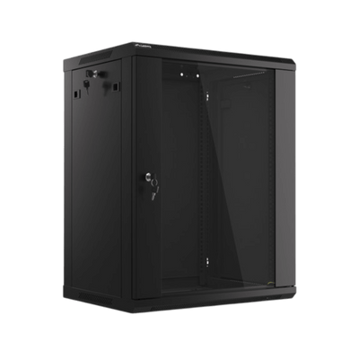 Szafa rack Lanberg 19" 15U 600x450mm wisząca V2 Drzwi szklane Czarny