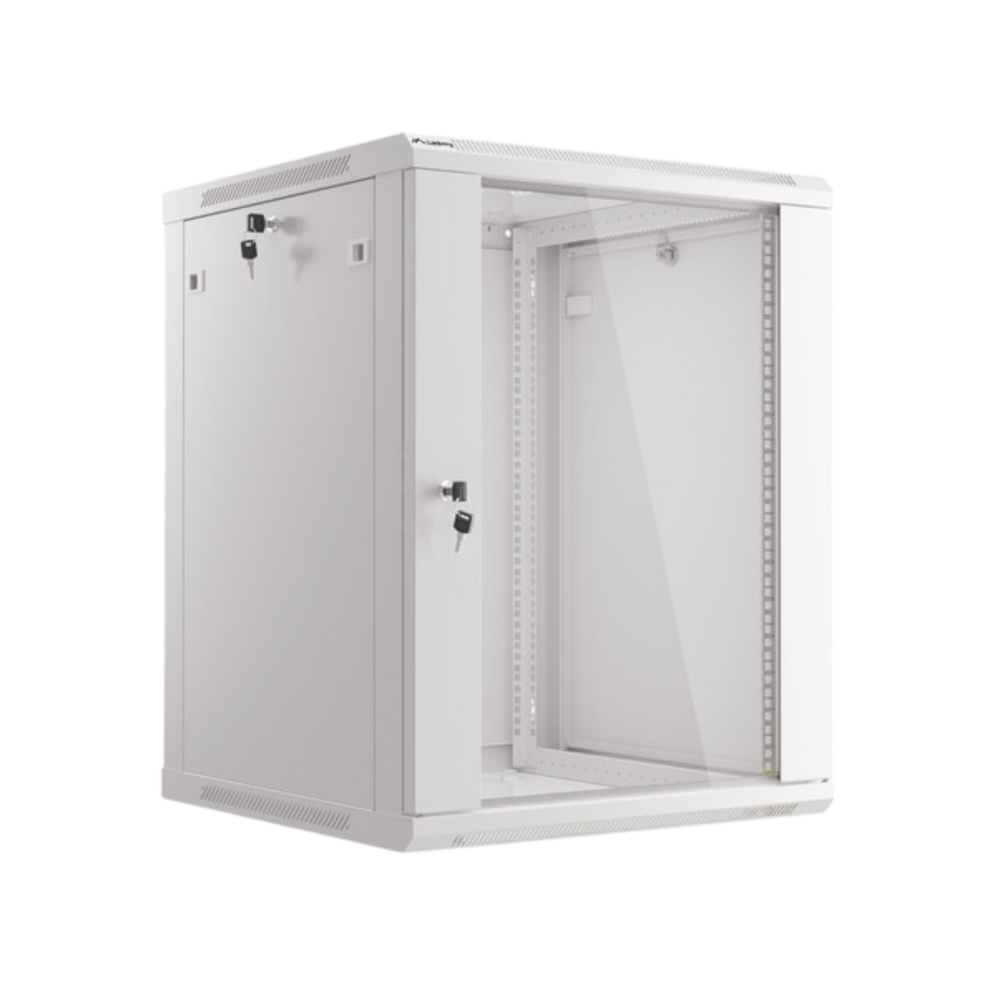 Szafa rack Lanberg 19" 15U 600x600mm wisząca V2 Drzwi szklane Szary