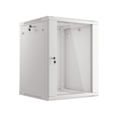Szafa rack Lanberg 19" 15U 600x600mm wisząca V2 Drzwi szklane Szary