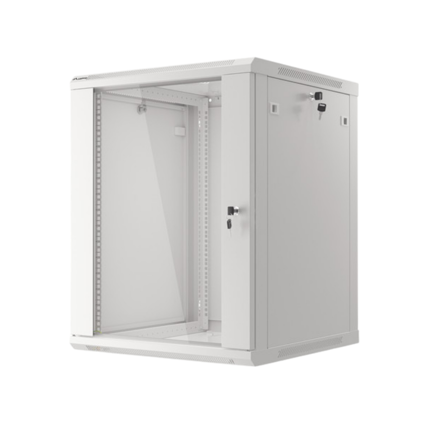 Szafa rack Lanberg 19" 15U 600x600mm wisząca V2 Drzwi szklane Szary