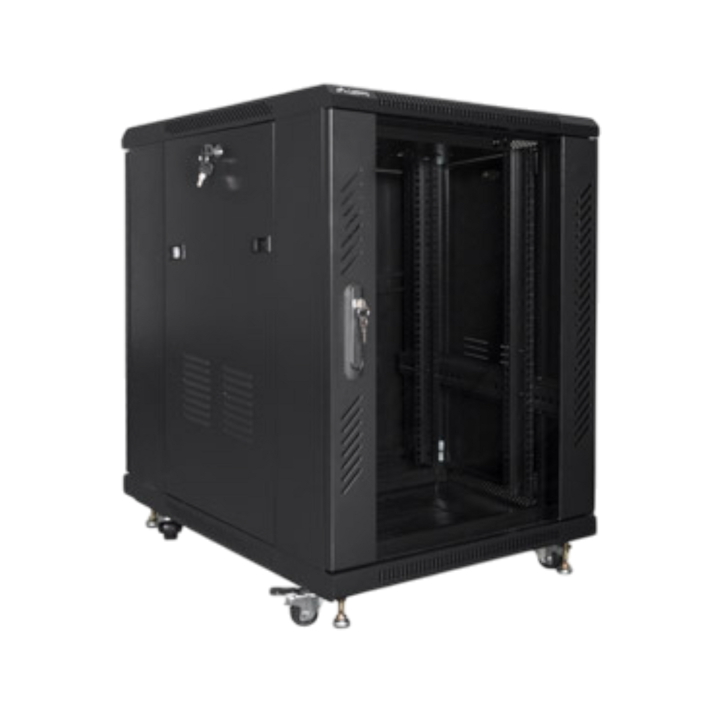 Szafa rack Lanberg 19" 15U 600x800mm stojąca Drzwi szklane Czarny
