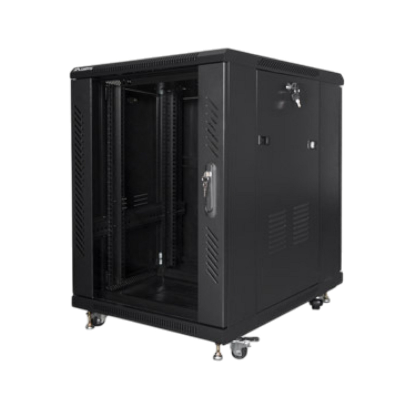 Szafa rack Lanberg 19" 15U 600x800mm stojąca Drzwi szklane Czarny