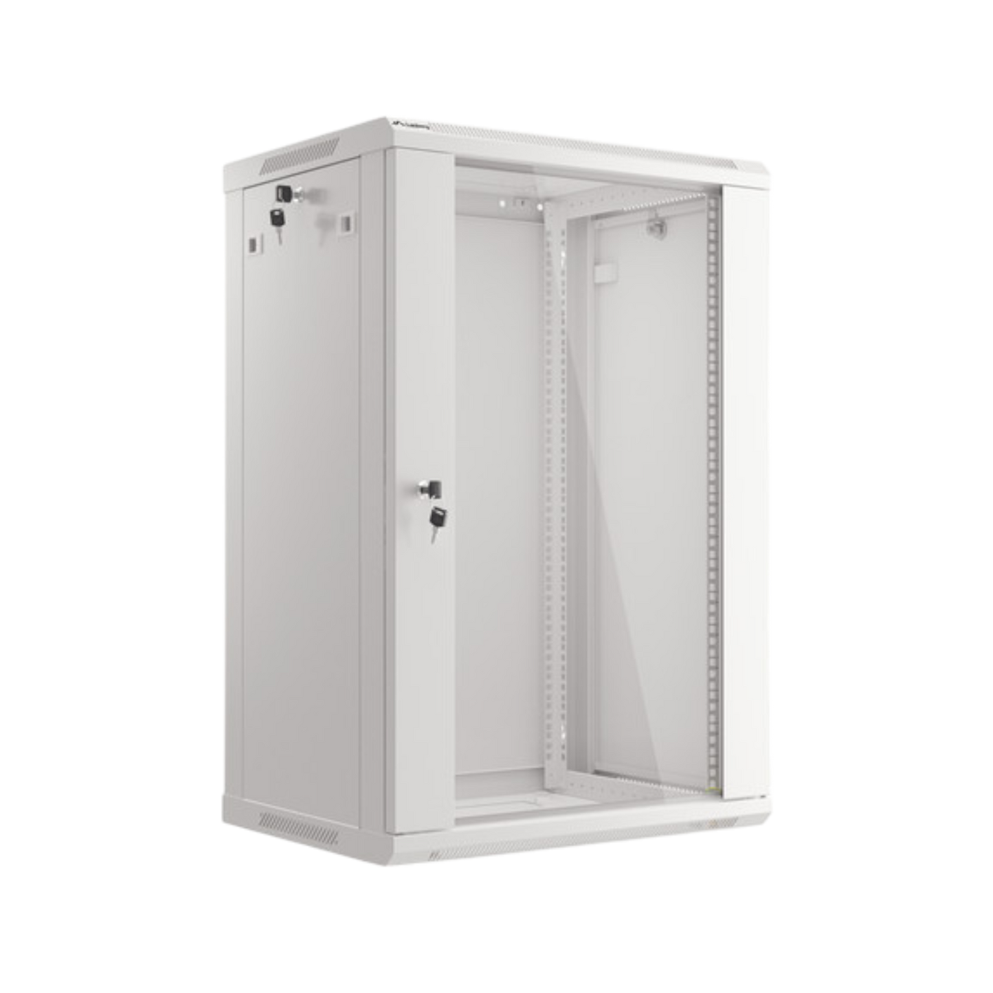 Szafa rack Lanberg 19" 18U 600x450mm wisząca V2 Drzwi szklane Szary