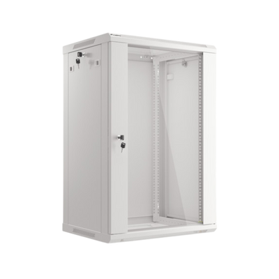 Szafa rack Lanberg 19" 18U 600x450mm wisząca V2 Drzwi szklane Szary