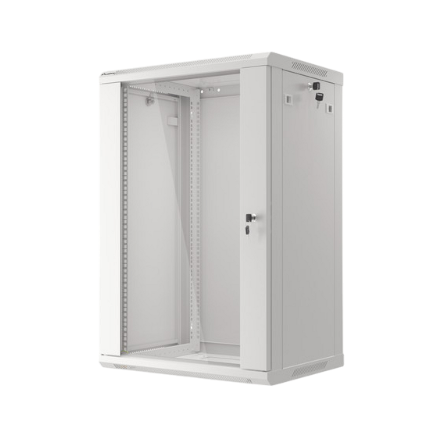 Szafa rack Lanberg 19" 18U 600x450mm wisząca V2 Drzwi szklane Szary