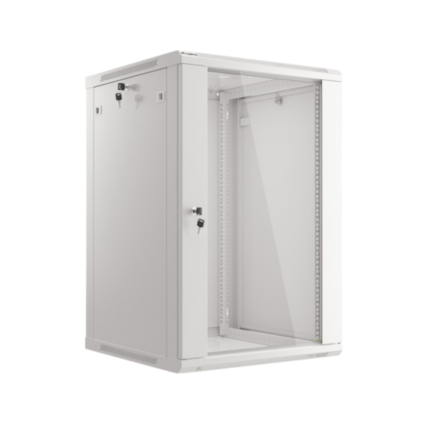 Szafa rack Lanberg 19" 18U 600x600mm wisząca V2 Drzwi szklane Szary