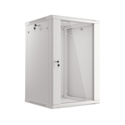 Szafa rack Lanberg 19" 18U 600x600mm wisząca V2 Drzwi szklane Szary