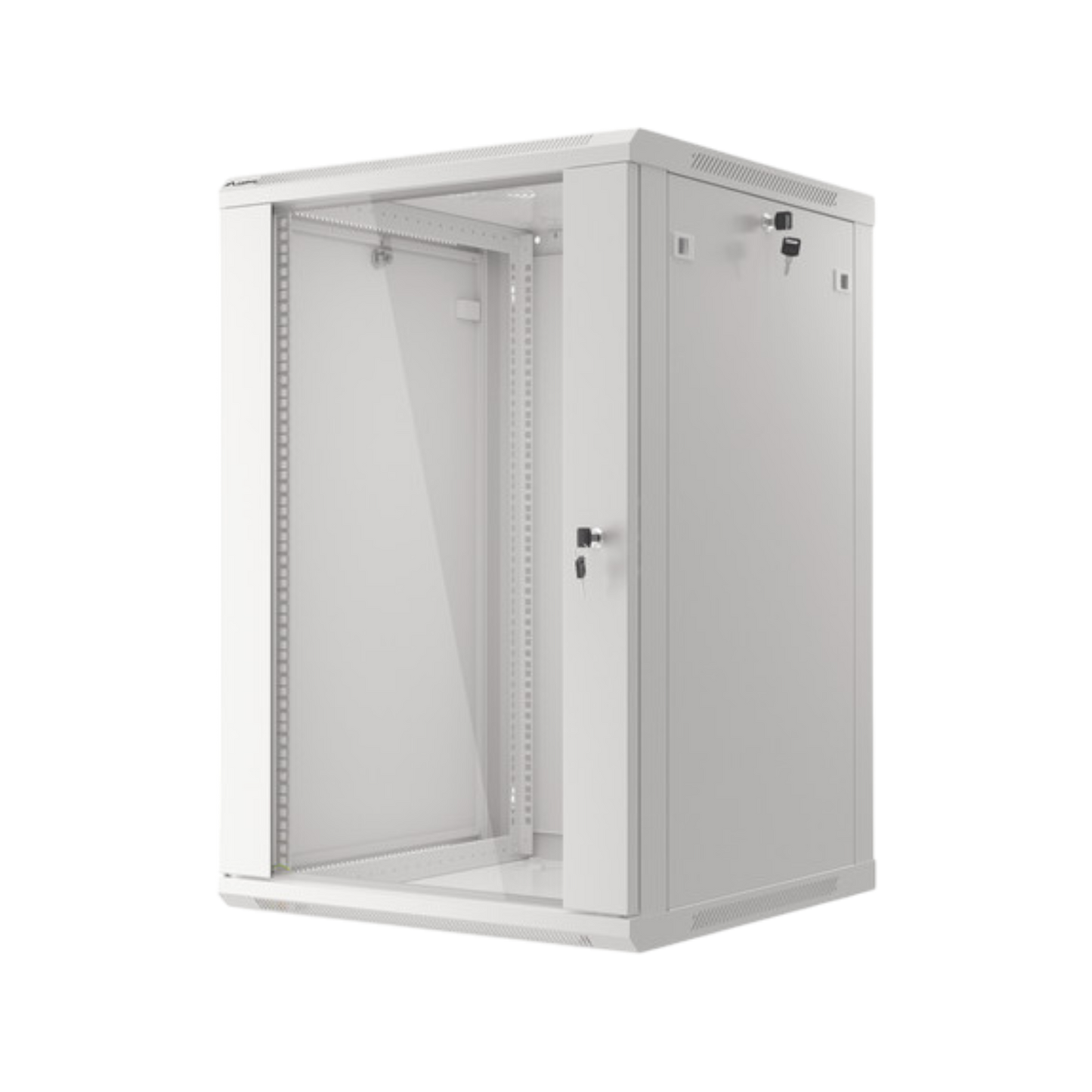 Szafa rack Lanberg 19" 18U 600x600mm wisząca V2 Drzwi szklane Szary