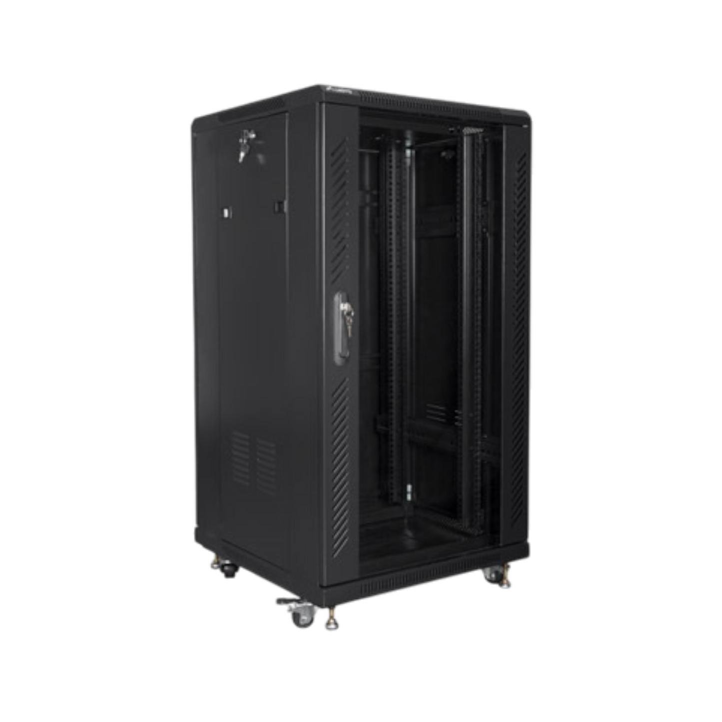 Szafa rack Lanberg 19" 22U 600x600mm stojąca Drzwi szklane Czarny