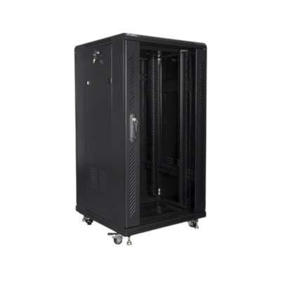 Szafa rack Lanberg 19" 22U 600x600mm stojąca Drzwi szklane Czarny