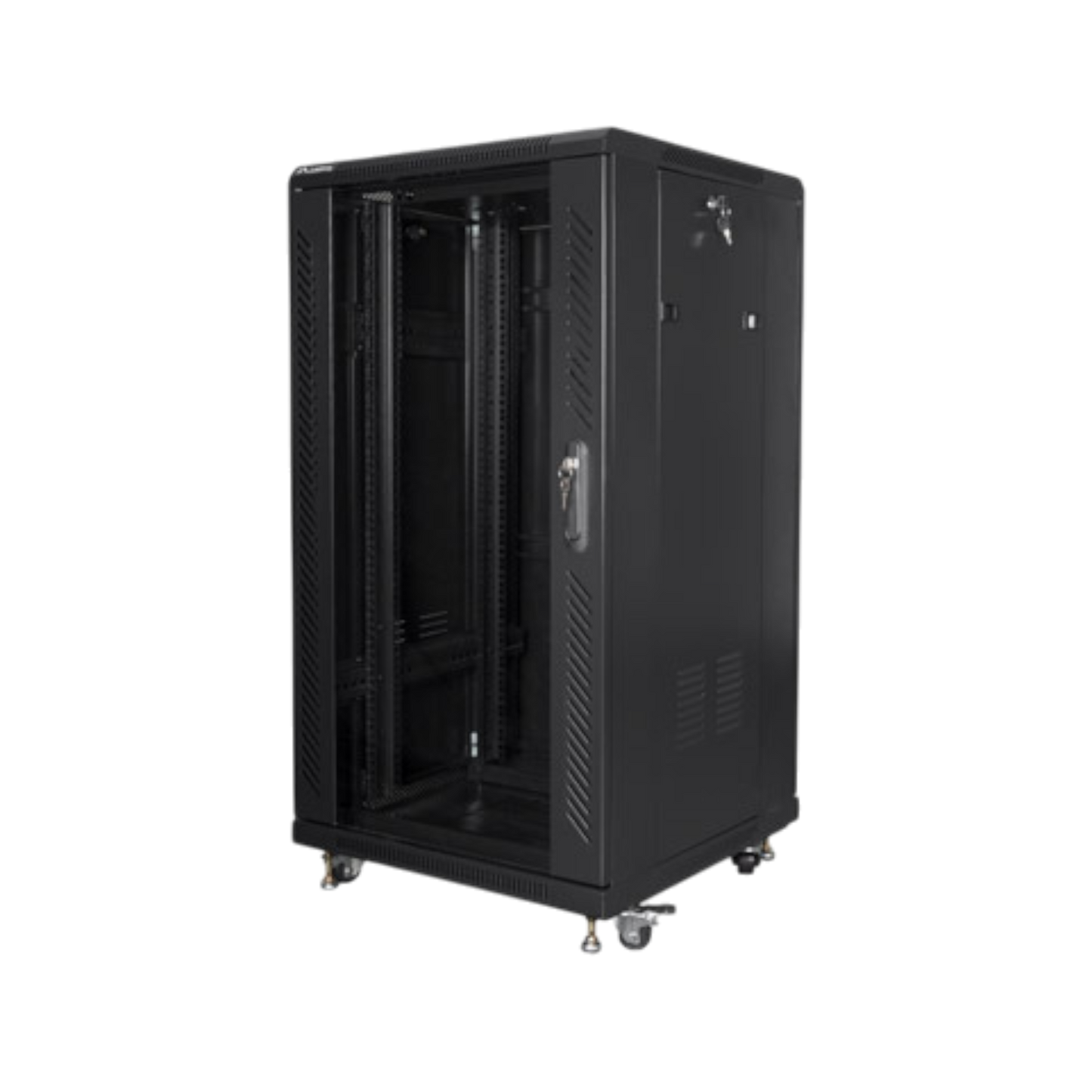Szafa rack Lanberg 19" 22U 600x600mm stojąca Drzwi szklane Czarny