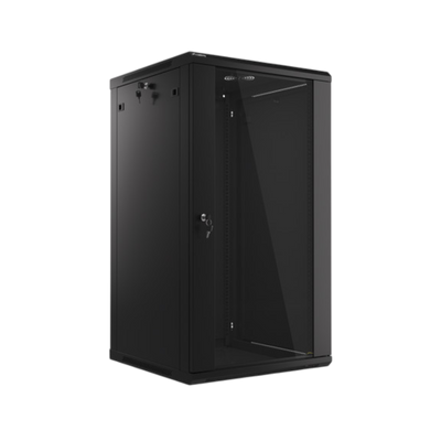 Szafa rack Lanberg 19" 22U 600x600mm wisząca V2 Drzwi szklane Czarny