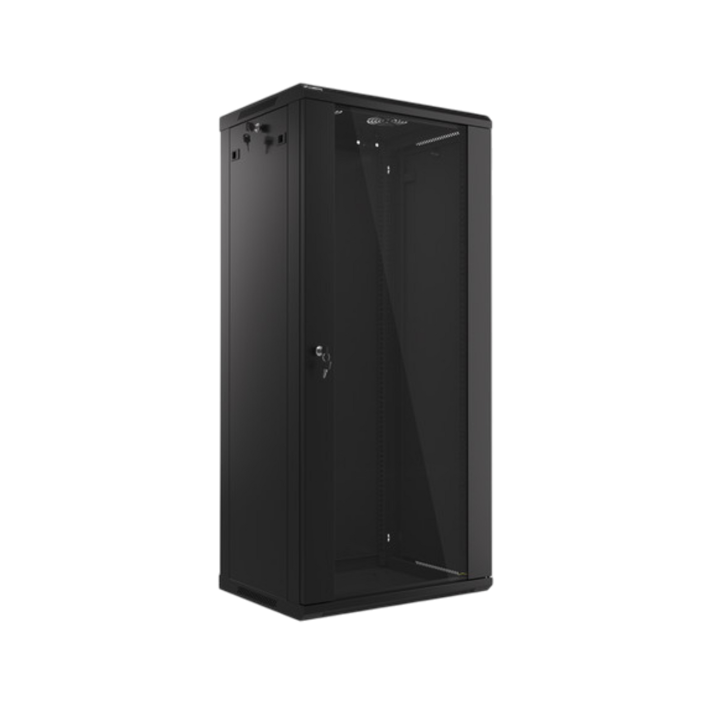 Szafa rack Lanberg 19" 27U 600x450mm wisząca V2 Drzwi szklane Czarny