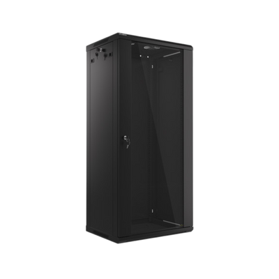 Szafa rack Lanberg 19" 27U 600x450mm wisząca V2 Drzwi szklane Czarny