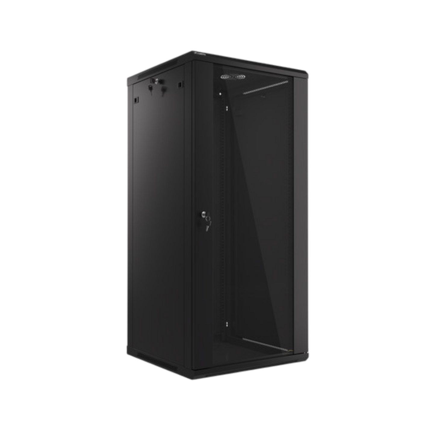Szafa rack Lanberg 19" 27U 600x600mm wisząca V2 Drzwi szklane Czarny