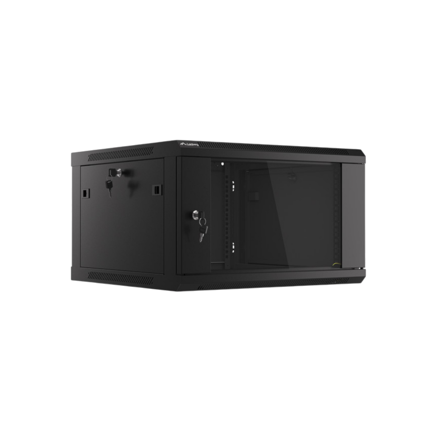 Szafa rack Lanberg 19" 6U 600x600mm wisząca V2 Drzwi szklane Czarny