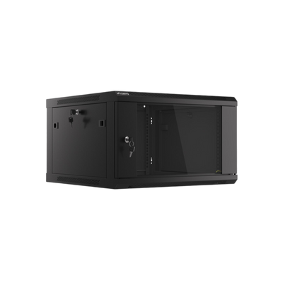 Szafa rack Lanberg 19" 6U 600x600mm wisząca V2 Drzwi szklane Czarny