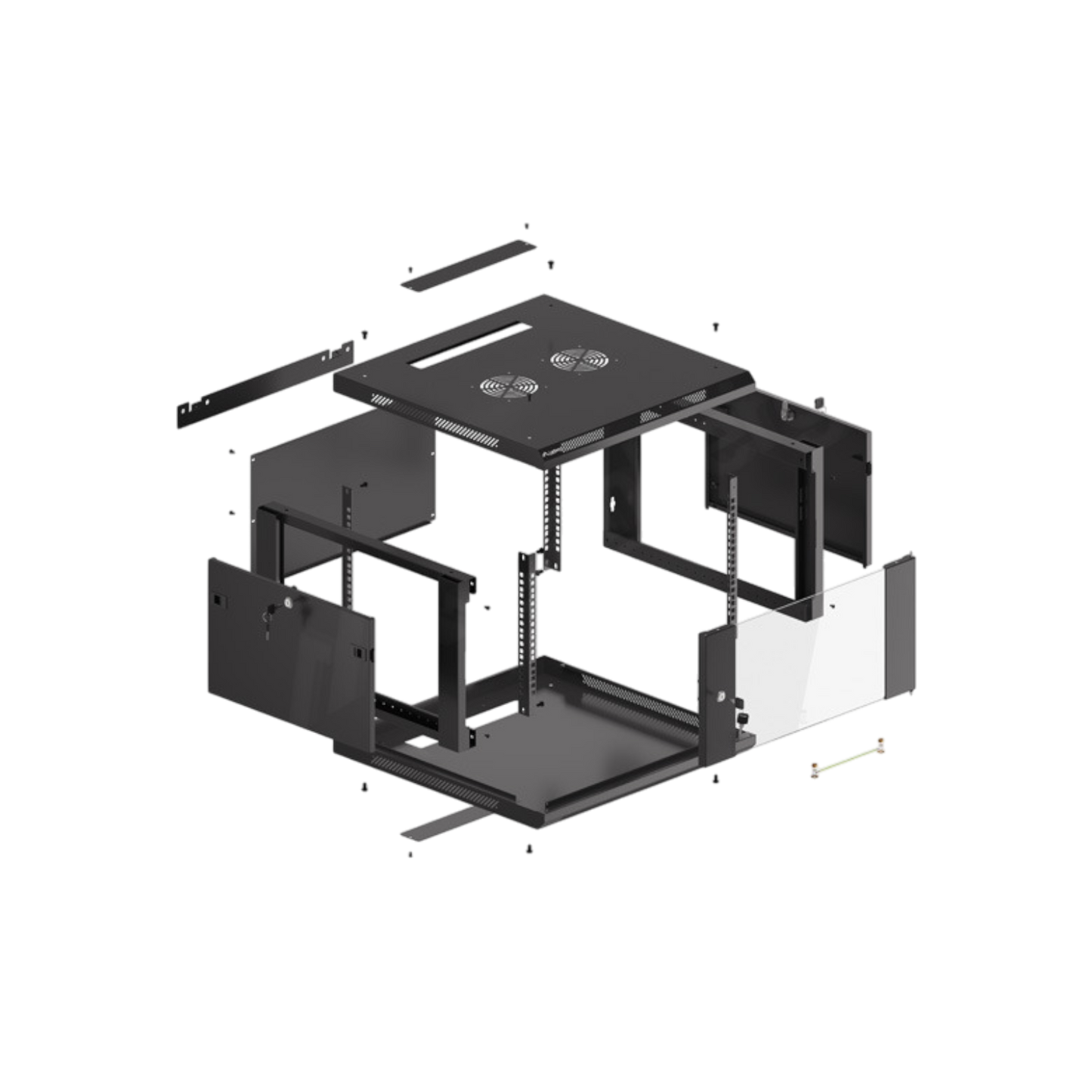 Szafa rack Lanberg 19" 6U 600x600mm wisząca V2 Drzwi szklane Czarny
