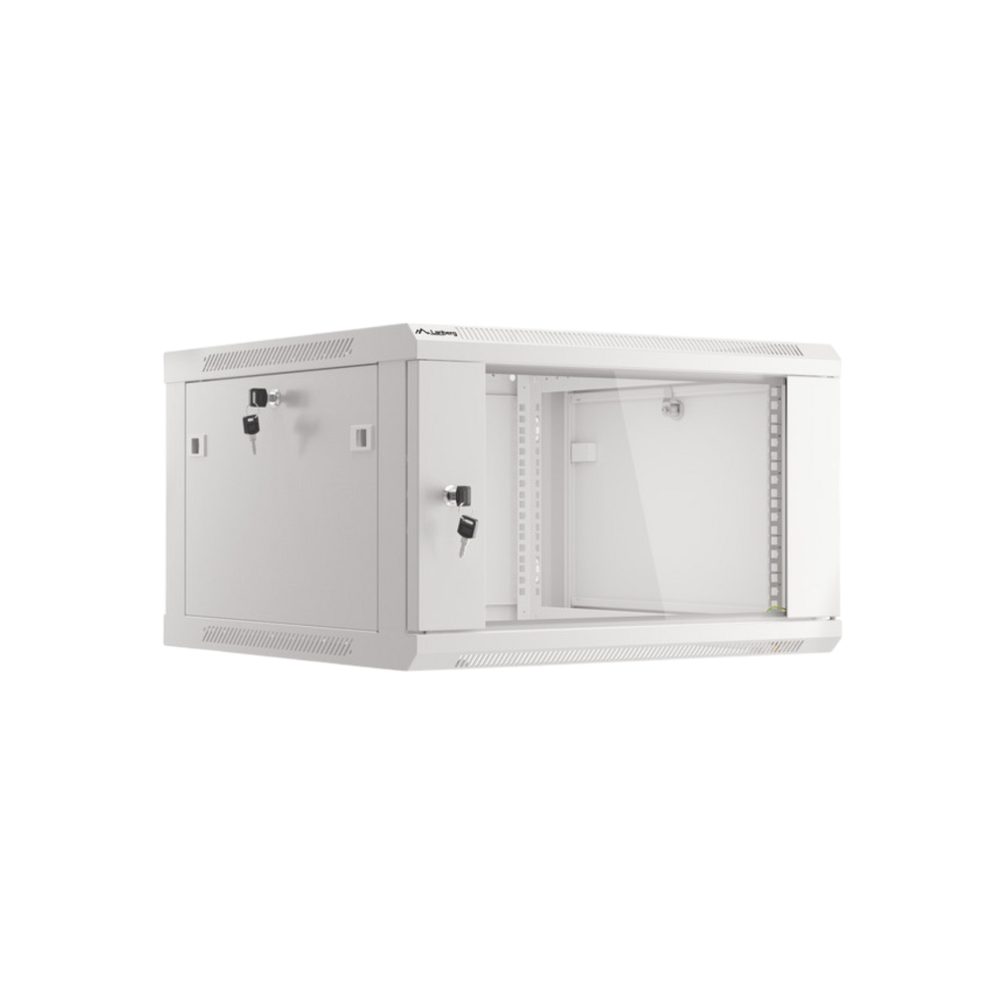 Szafa rack Lanberg 19" 6U 600x600mm wisząca V2 Drzwi szklane Szary