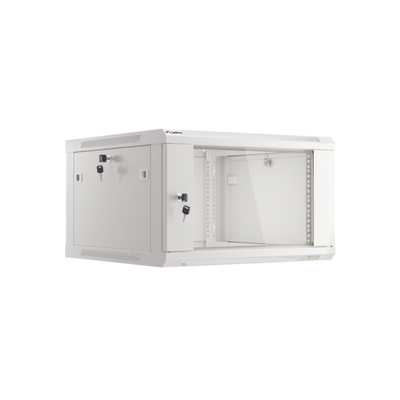 Szafa rack Lanberg 19" 6U 600x600mm wisząca V2 Drzwi szklane Szary