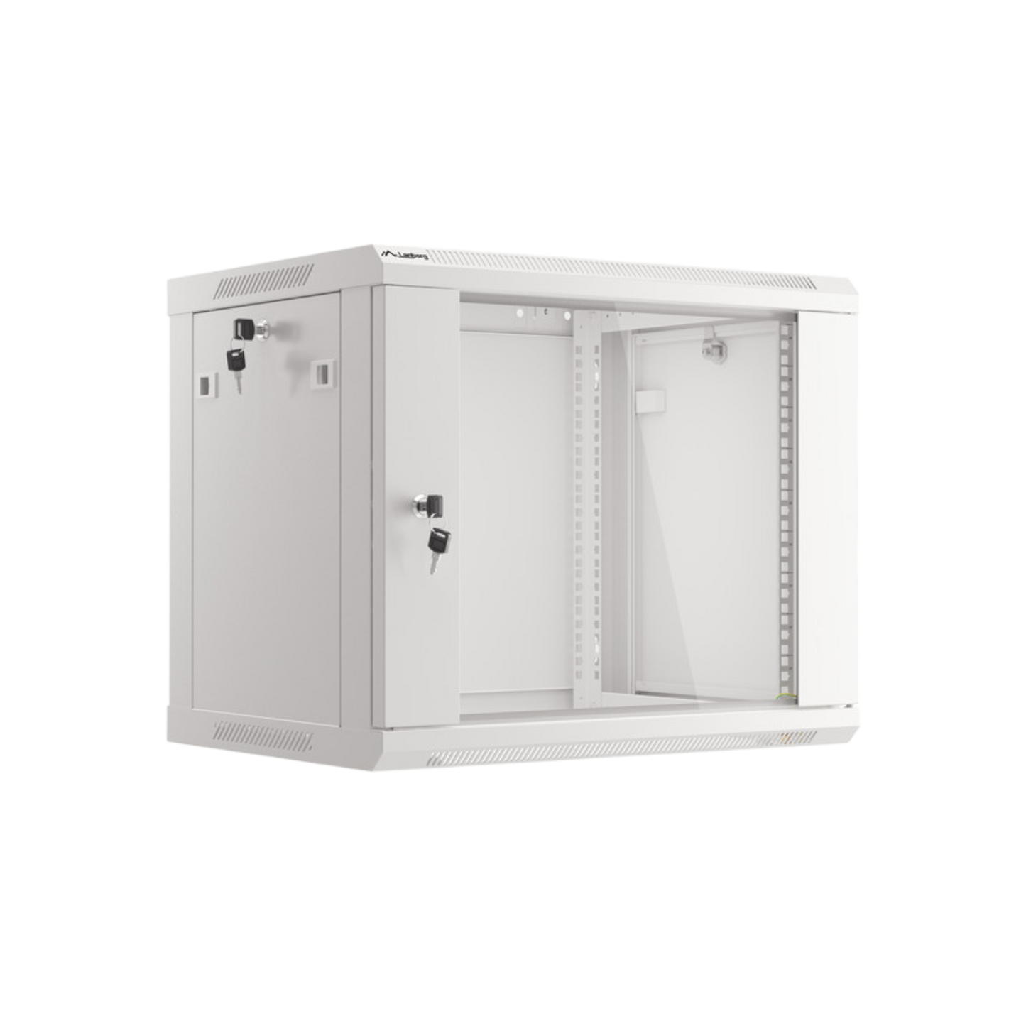 Szafa rack Lanberg 19" 9U 600x450mm wisząca V2 Drzwi szklane Szary