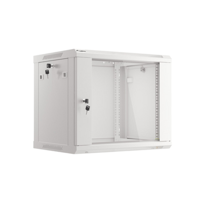 Szafa rack Lanberg 19" 9U 600x450mm wisząca V2 Drzwi szklane Szary