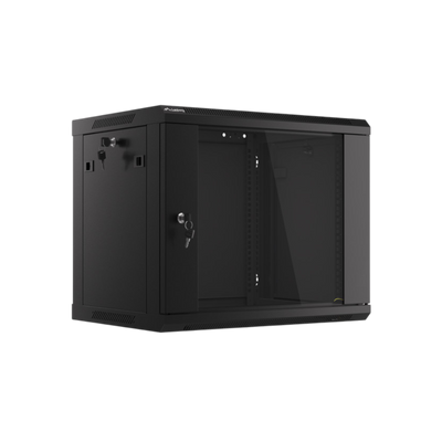 Szafa rack Lanberg 19" 9U 600x450mm wisząca V2 Drzwi szklane Czarny