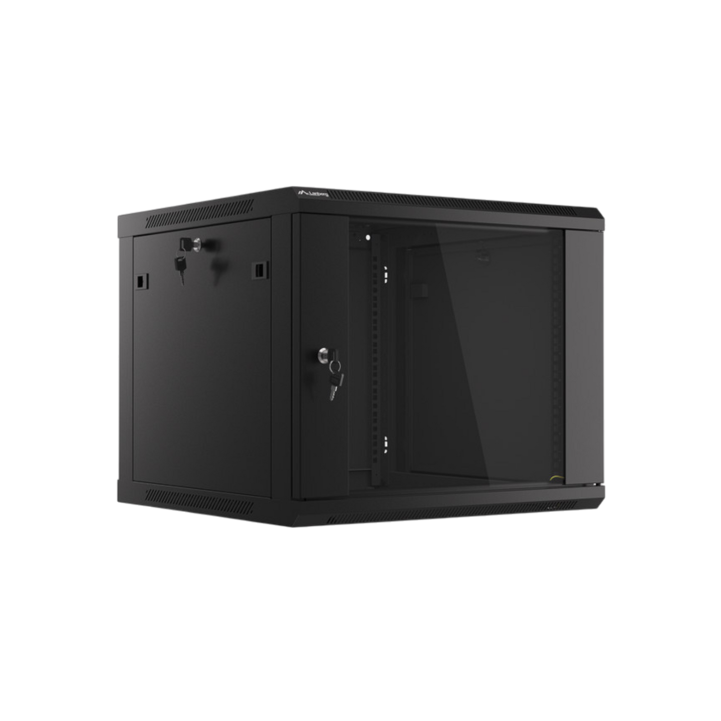 Szafa rack Lanberg 19" 9U 600x600mm wisząca V2 Drzwi szklane Czarny