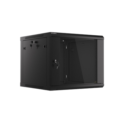 Szafa rack Lanberg 19" 9U 600x600mm wisząca V2 Drzwi szklane Czarny