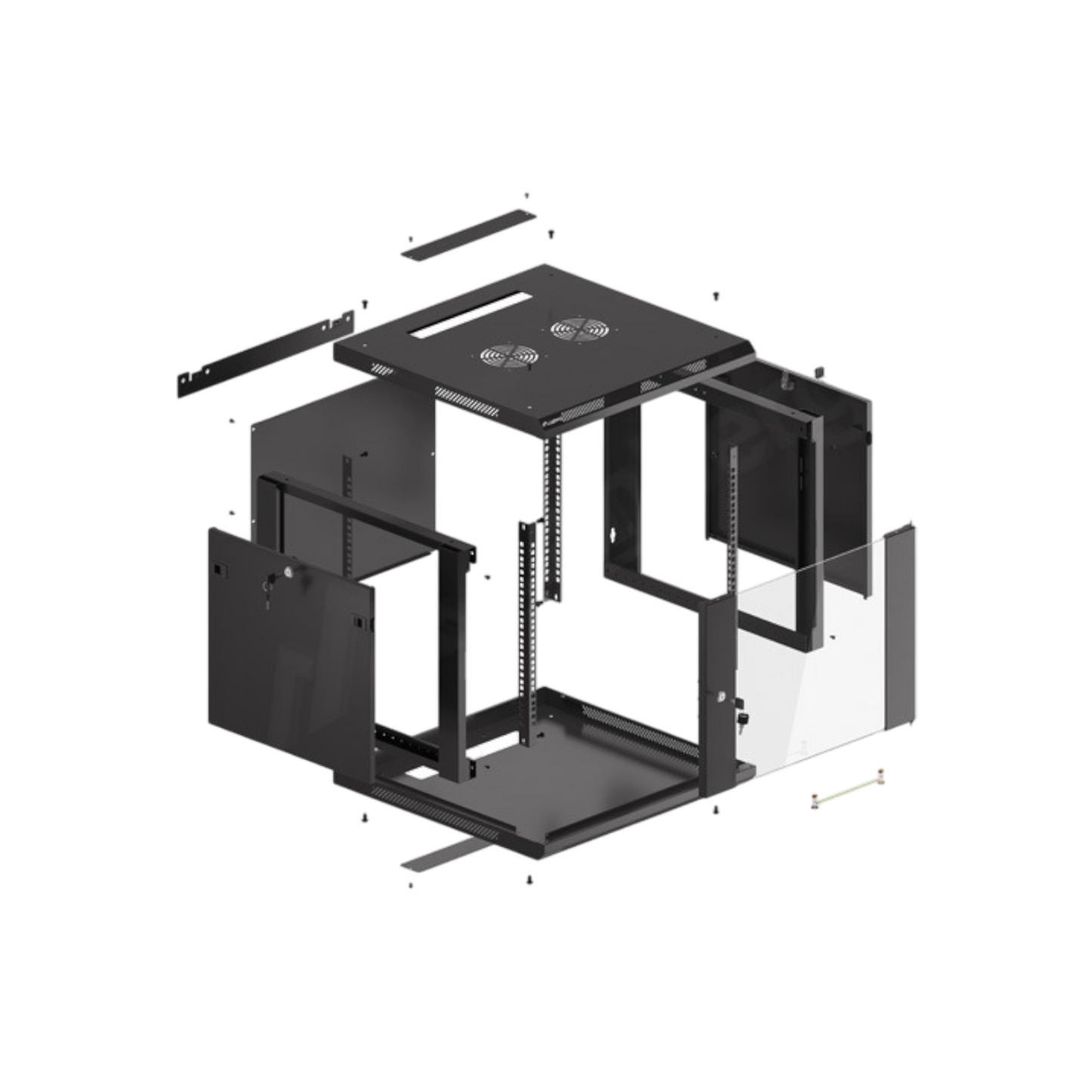 Szafa rack Lanberg 19" 9U 600x600mm wisząca V2 Drzwi szklane Czarny
