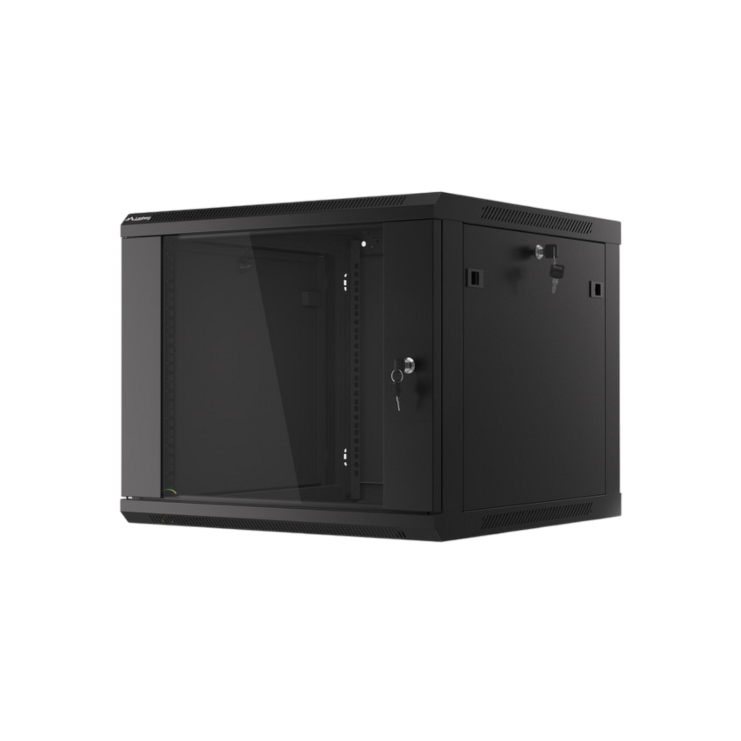 Szafa rack Lanberg 19" 9U 600x600mm wisząca V2 Drzwi szklane Czarny