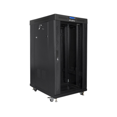 Szafa rack Lanberg 19" 22U 800x800mm stojąca LCD V2 Drzwi szklane Czarny